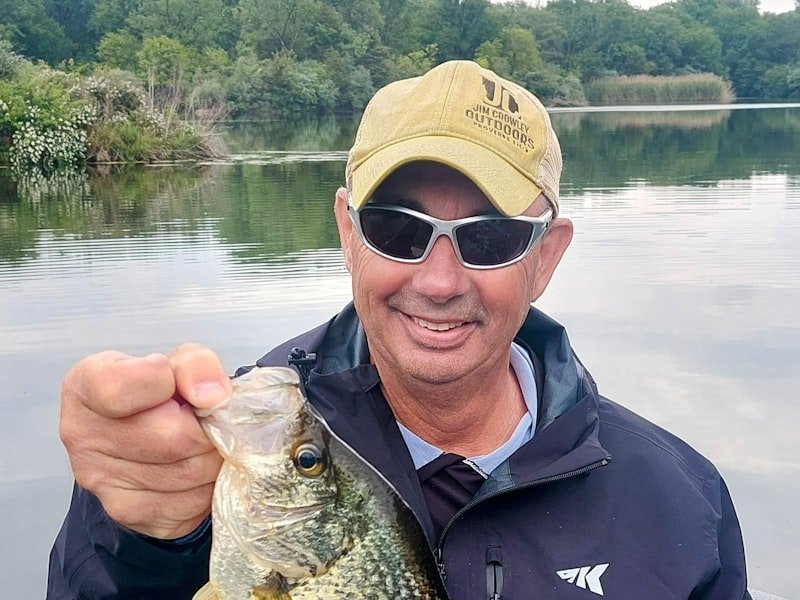 Crappie, a schooling freshwater panfish commonly found around brush piles and dock pilings