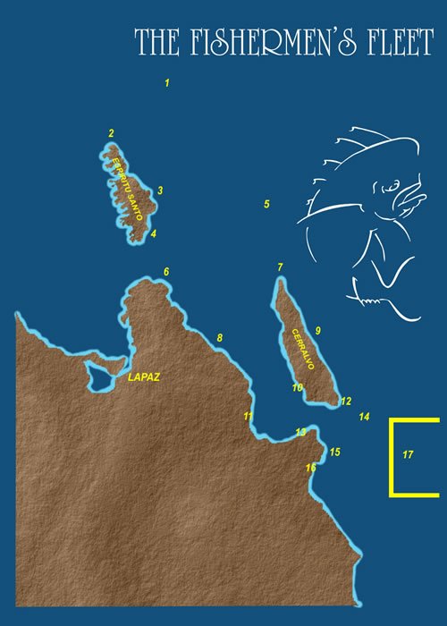 Map of fishing areas around La Paz